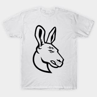 Head of an Angry Kangaroo Side View Mascot Black and White T-Shirt